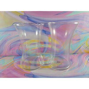 Set of 2 Clear Modern Rounded Glass Vases - 8'' Tall, 4.75'' Diameter